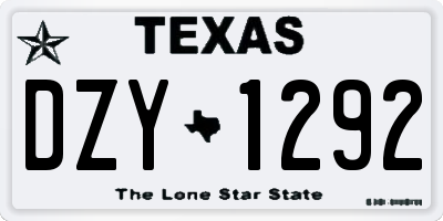 TX license plate DZY1292