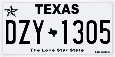 TX license plate DZY1305