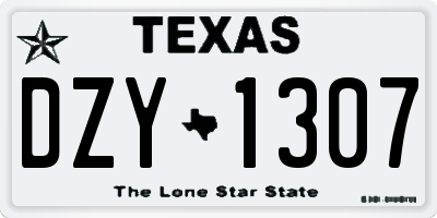 TX license plate DZY1307