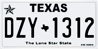 TX license plate DZY1312