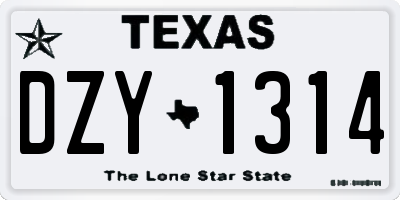 TX license plate DZY1314