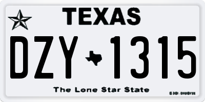 TX license plate DZY1315