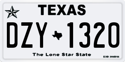 TX license plate DZY1320