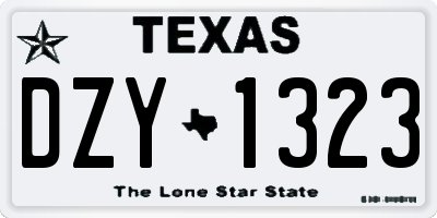 TX license plate DZY1323