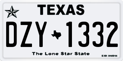 TX license plate DZY1332