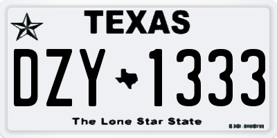 TX license plate DZY1333