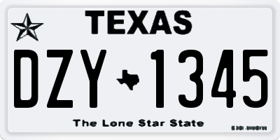 TX license plate DZY1345