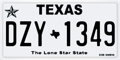 TX license plate DZY1349
