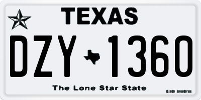 TX license plate DZY1360