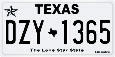 TX license plate DZY1365