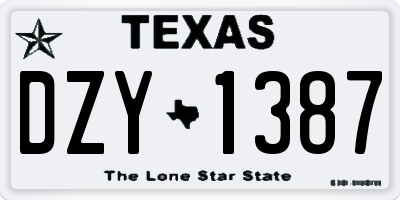 TX license plate DZY1387