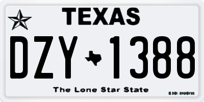 TX license plate DZY1388