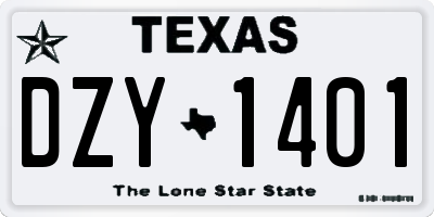 TX license plate DZY1401