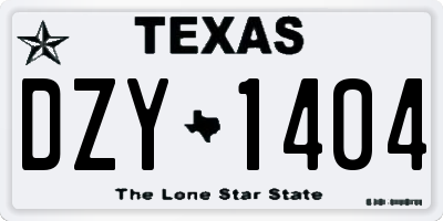 TX license plate DZY1404