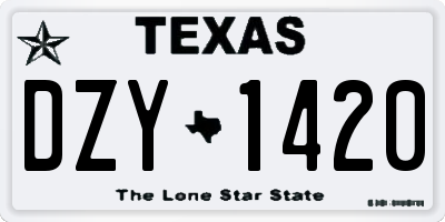 TX license plate DZY1420