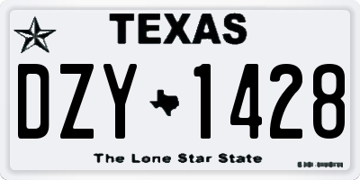 TX license plate DZY1428