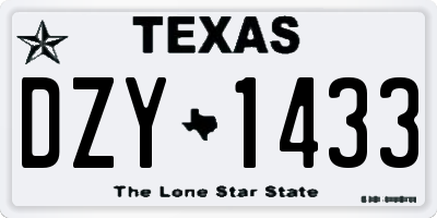TX license plate DZY1433