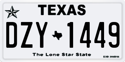 TX license plate DZY1449