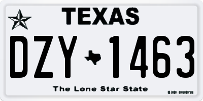 TX license plate DZY1463