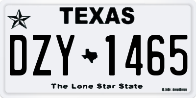 TX license plate DZY1465