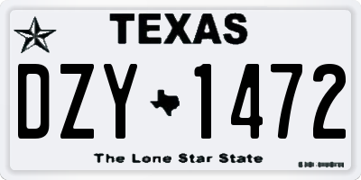 TX license plate DZY1472