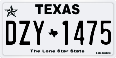 TX license plate DZY1475