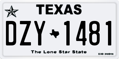 TX license plate DZY1481