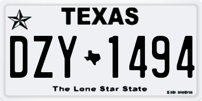 TX license plate DZY1494