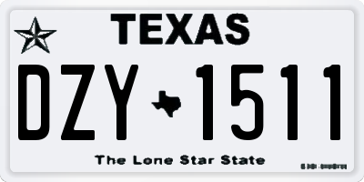 TX license plate DZY1511