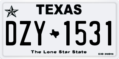 TX license plate DZY1531