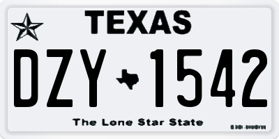 TX license plate DZY1542