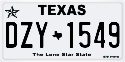 TX license plate DZY1549