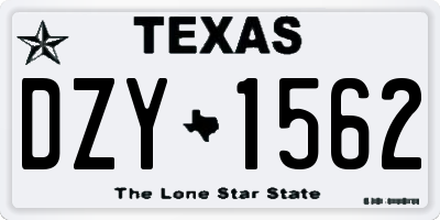TX license plate DZY1562