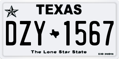 TX license plate DZY1567