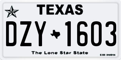 TX license plate DZY1603