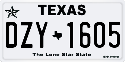 TX license plate DZY1605