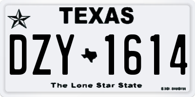 TX license plate DZY1614