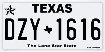 TX license plate DZY1616