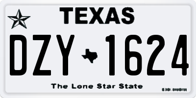 TX license plate DZY1624