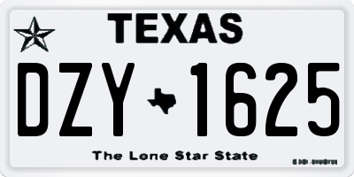 TX license plate DZY1625