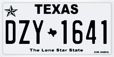 TX license plate DZY1641