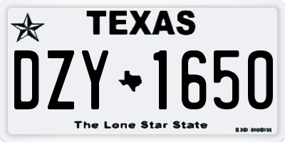 TX license plate DZY1650