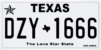 TX license plate DZY1666