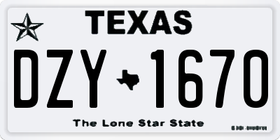TX license plate DZY1670