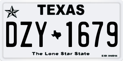 TX license plate DZY1679