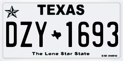 TX license plate DZY1693