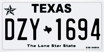 TX license plate DZY1694
