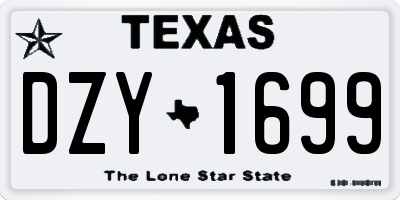 TX license plate DZY1699