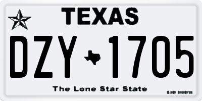 TX license plate DZY1705