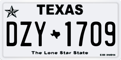TX license plate DZY1709